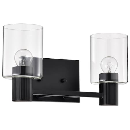 Nuvo Clarksville - 2 Light Vanity - Matte Black with Clear Glass 60/8062